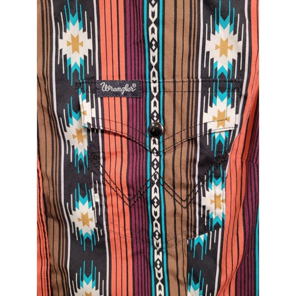 Wrangler Retro Womens Shirt Large Aztec Western Pearl Snap Rodeo Cowgirl - Picture 7 of 13